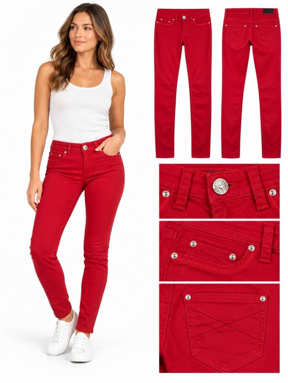 Daytrip Aries Skinny Red Jeans 28R Studded Stretch